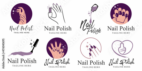Nail polish icon set logo design template