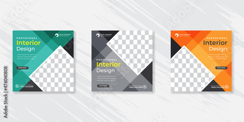 Modern interior social media post templates design