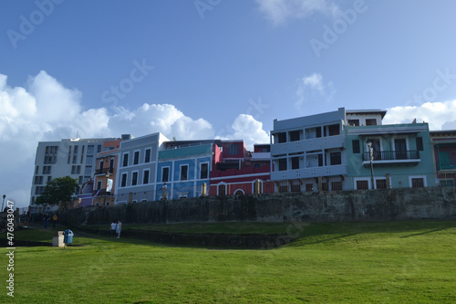 Colorful buildings near Castillo de San Cristobal, San Juan, Puerto Rico photo