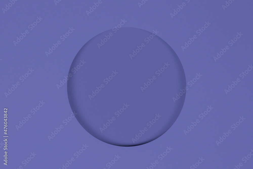 Abstract minimal background. Monochrome very purple peri color background with cut out round hole