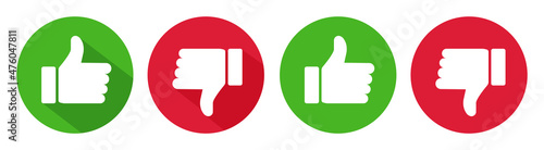 Thumbs up and down vector flat icon