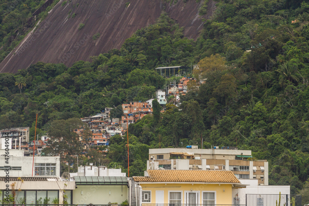 Santa Marta hill seen from Arpoador beach in Rio de Janeiro Brazil.