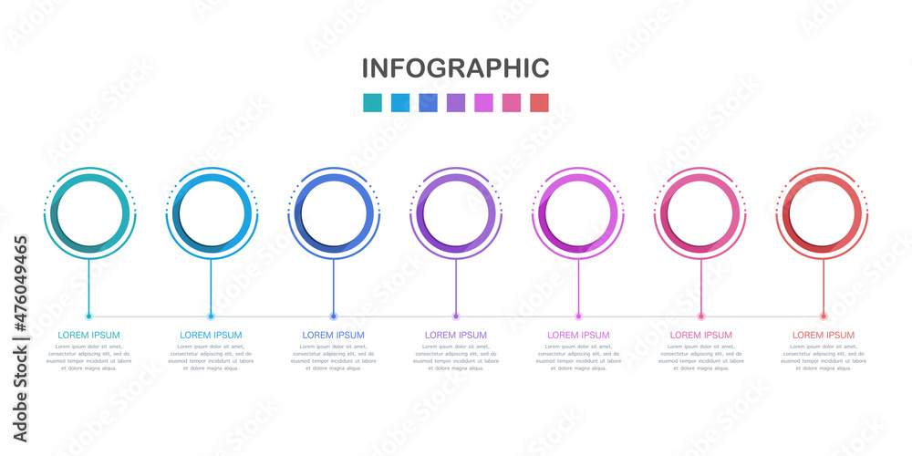 Timeline Circle Timeline circle 7 steps options process colorful Stock Vector | Adobe Stock