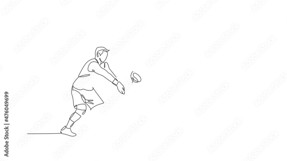 Animated self drawing of single continuous line draw male young volleyball athlete player in action block opponent spike on court. Team sport concept. Competition game. Full length one line animation. Animated self drawing of single continuous line draw male young volleyball athlete player in action block opponent spike on court. Team sport concept. Competition game. Full length one line animation.
