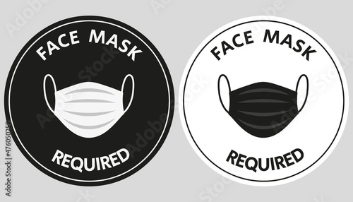 Set of face mask required stickers.