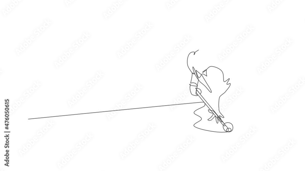Animated self drawing of continuous line draw of young handsome man focus aiming before hit the pool billiard balls with stick. Tournament indoor sport game concept. Full length single line animation. Animated self drawing of continuous line draw of young handsome man focus aiming before hit the pool billiard balls with stick. Tournament indoor sport game concept. Full length single line animation.