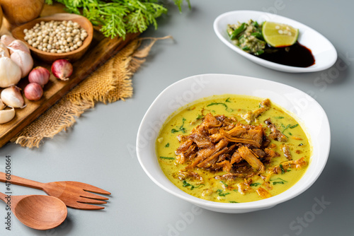 Soto Ayam kampung or Soto Medan is Traditional chicken soup from Medan, North Sumatra.Soto is a traditional Indonesian soup mainly composed of broth, meat, fried patties and vegetables.