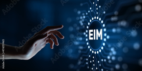EIM Enterprise information management system on virtual screen. photo