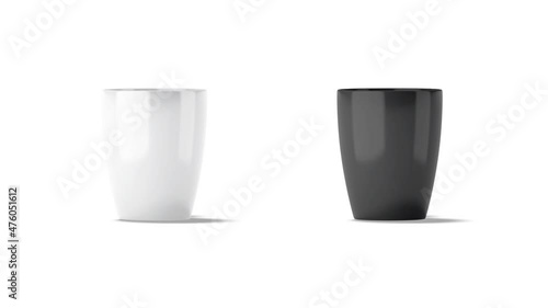 Blank black and white ceramic henley mug mockup, looped rotation photo