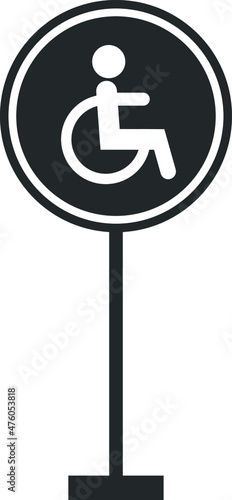 Wheel chair sign icon vector, handicapped icon blue version 