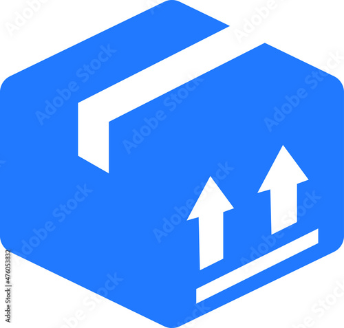 Parcel unboxing icon, product unbox icon blue version