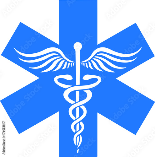 caduceus medical symbol blue version 