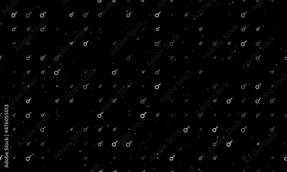 Seamless background pattern of evenly spaced white astrological connection symbols of different sizes and opacity. Vector illustration on black background with stars Seamless background pattern of evenly spaced white astrological connection symbols of different sizes and opacity. Vector illustration on black background with stars
