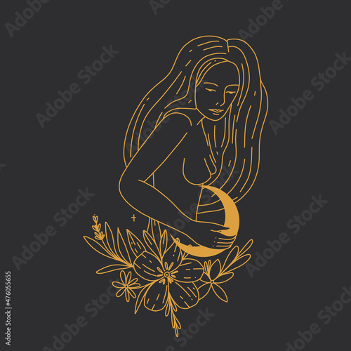 portrait of a mystical moon woman. ideal for blog astrologer or tarot