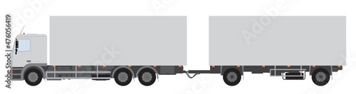 Color image of a freight road train. Vector illustration.