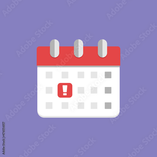 Calendar date. Deadline symbol. Monthly report. Icon vector illustration in flat design