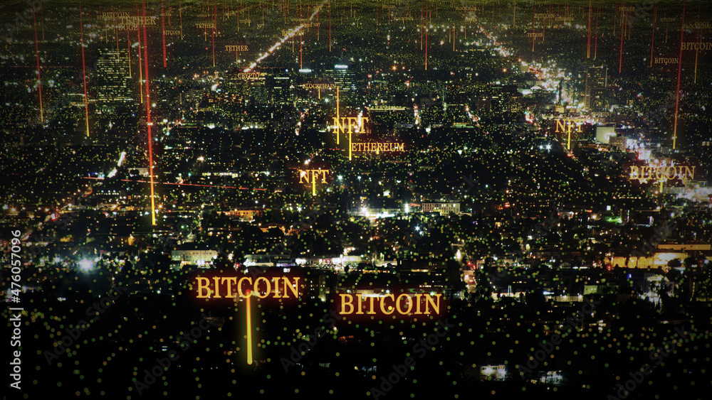 Cryptocurrency and bitcoin  in the city