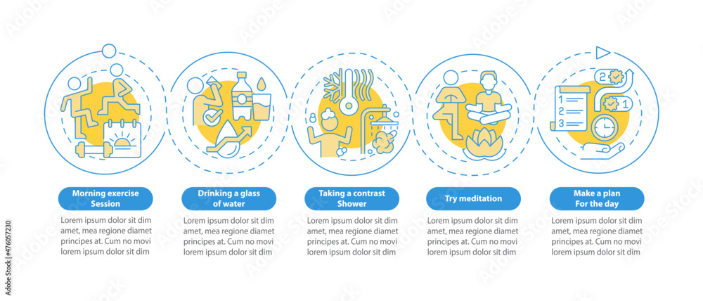 Morning routine circle infographic template. Everyday rituals. Data ...