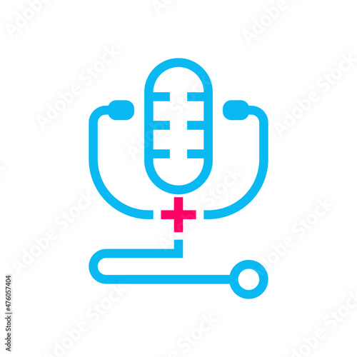Medical and health podcast logo design. Suitable to use for podcast, radio, audio production, talkshow, doctor, hospital, medical theme, etc. 100% vector logo.
