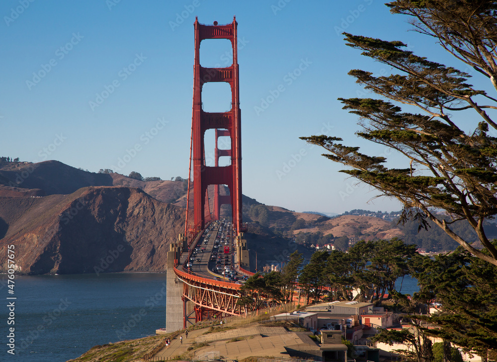 Golden Gate Bridge in California, and the blue sea Golden Gate Bridge in California, and the blue sea