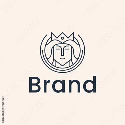Ancient King Crown line outline logo design
