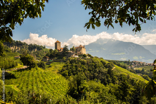 View of the Tirol Castle Castel Tirolo, in Merano, Meran, Trentino Alto Adige Südtirol, Italy, Europe © Enrico Buss