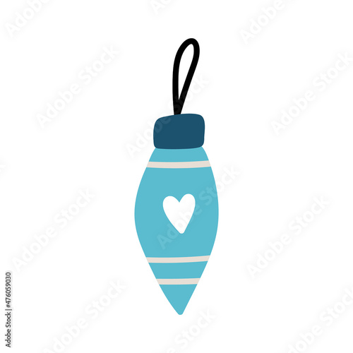 Hand drawn Christmas toy ball. Symbol of Happy New Year, Xmas holiday celebration, winter.