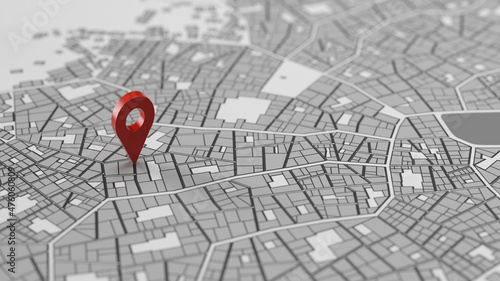 Rote GPS Position auf Straßenkarte oder Stadtplan