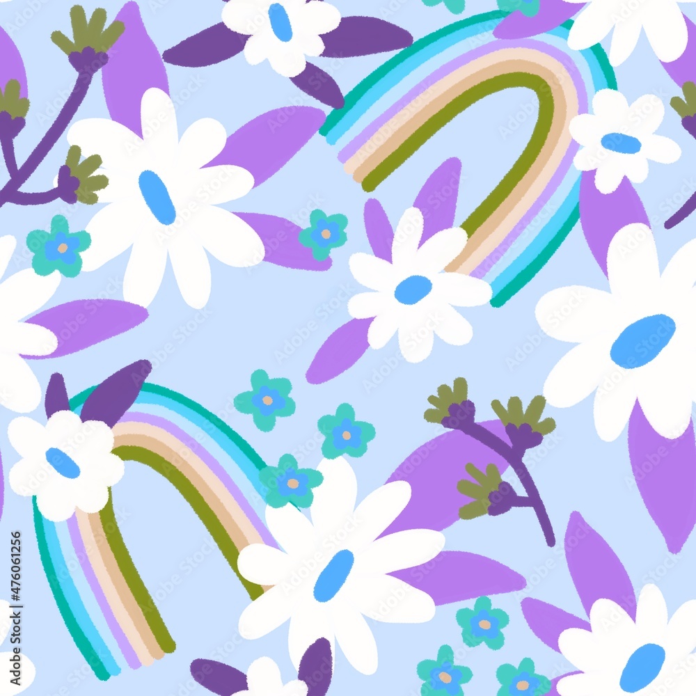 Rainbow seamless pattern for kids and cards and fabrics and wrapping paper 