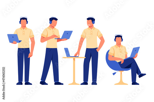 Casual young man in various positions
