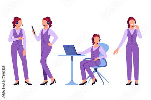 Woman character worker from technical support