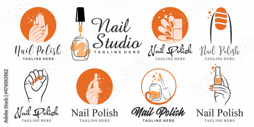 Nail logo collection with creative and unique element concept