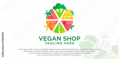 Fresh vegetable and fruit shop logo design