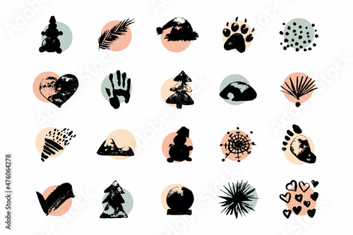Set Christmas doodle design vector illustration. Concept winter silhouette  icon collection. © Ovaculart
