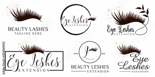 beauty eyelashes icon set logo with creative modern concept