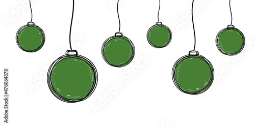 Hand drawn Christmas tree ball ornament isolated on white background