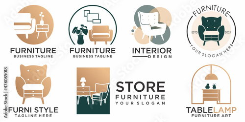 furniture icon set logo creative company logo design template .