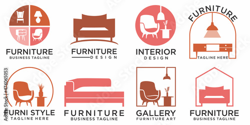 minimalist furniture icon set logo design style