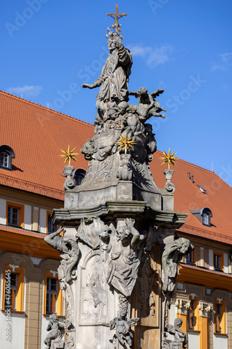 John of Nepomuk Monument in front of Collegiate Church of the Holy Cross and St Bartholomew, Wroclaw, Poland.