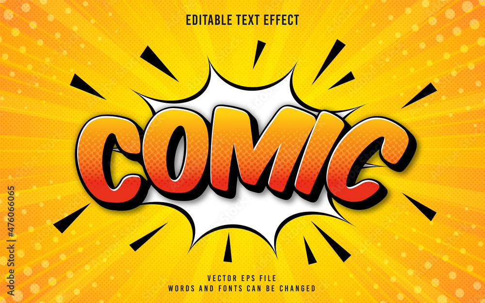 Obraz premium Editable 3d comic text effect and background
