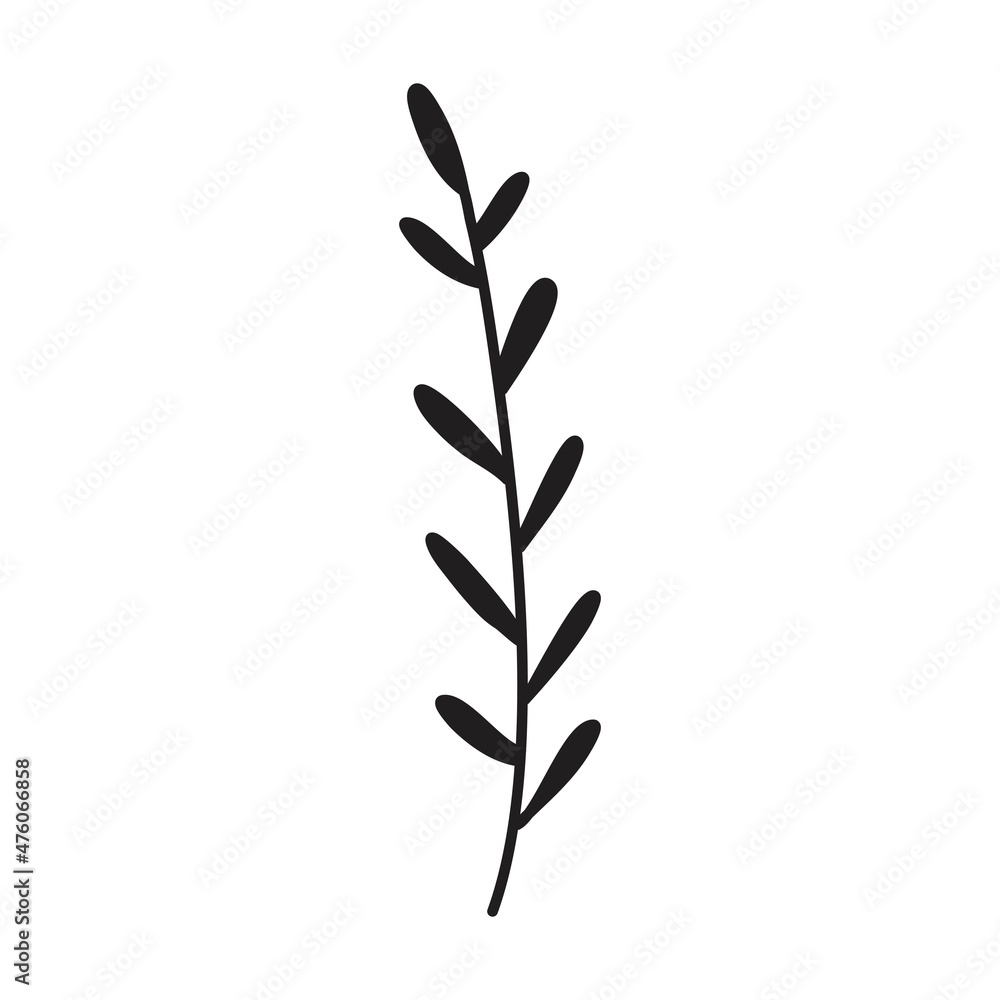 Hand drawn floral plant leaves art elements set for invitation, greeting card, poster, web, print and frames in a glyph illustration Hand drawn floral plant leaves art elements set for invitation, greeting card, poster, web, print and frames in a glyph illustration