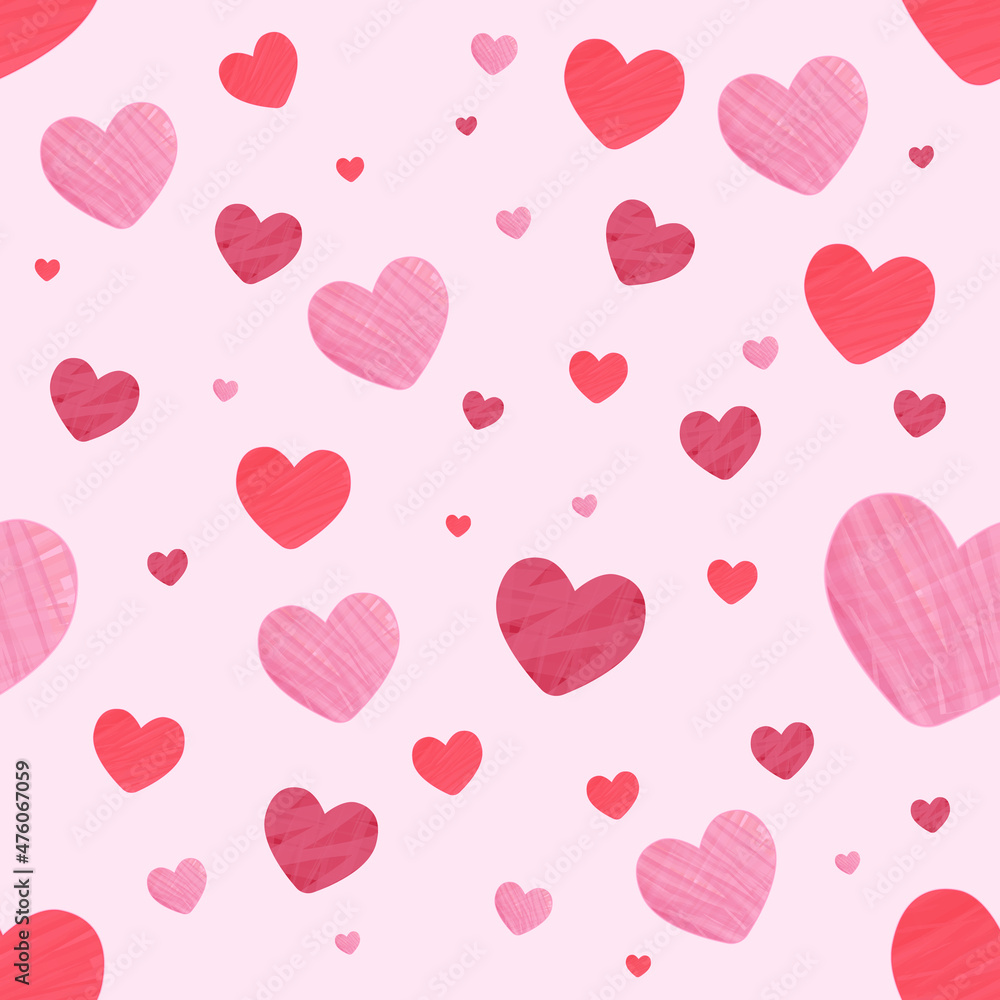 Cute pink heart seamless pattern design