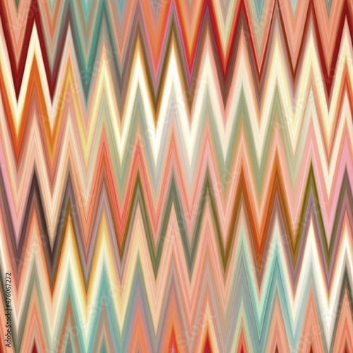 Indonesia space dyed gradient ikat pattern. Seamless colorful variegated zig zag effect. Retro 1970 s fashion fashion print background