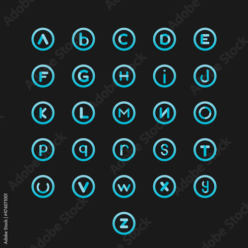 Collection of Alphabet Letter Logo. Sky Blue color logo bundle.Circle Shape vector alphabet.Modern Typography Logo.