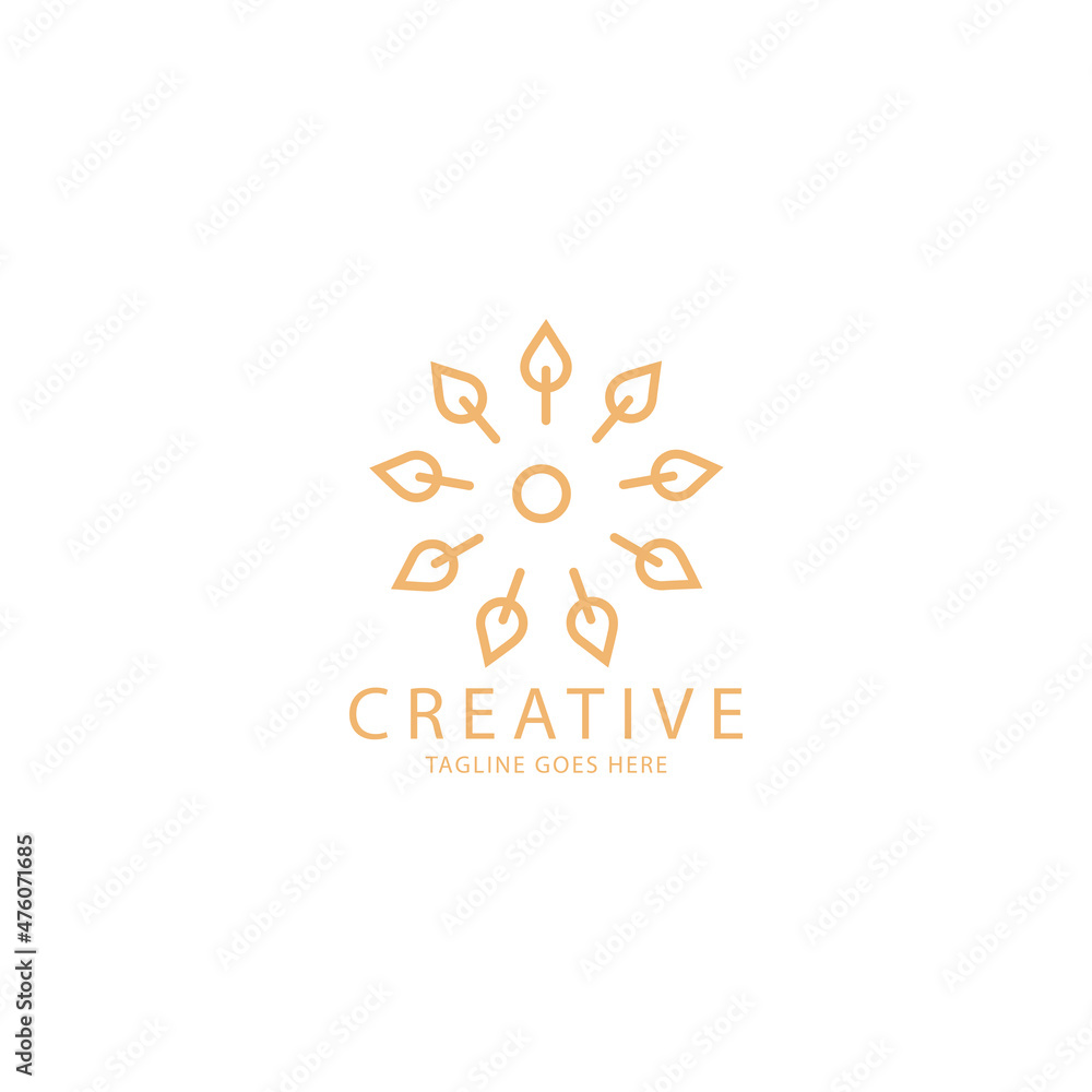 Cannabis Leaf Line Art Logo design inspiration with ornament pattern Cannabis Leaf Line Art Logo design inspiration with ornament pattern