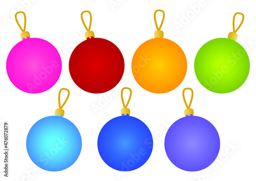 Christmas balls - set of New Year decorations isolated on white