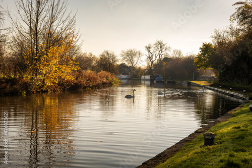 canal river day view in stoke bruerne england uk photo