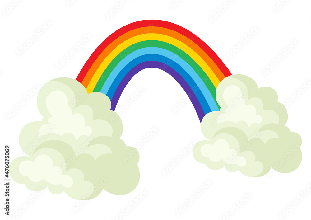 Illustration of clouds and rainbow in sky. Illustration of clouds and rainbow in sky.