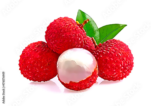 Lychee Red on white background clipping path