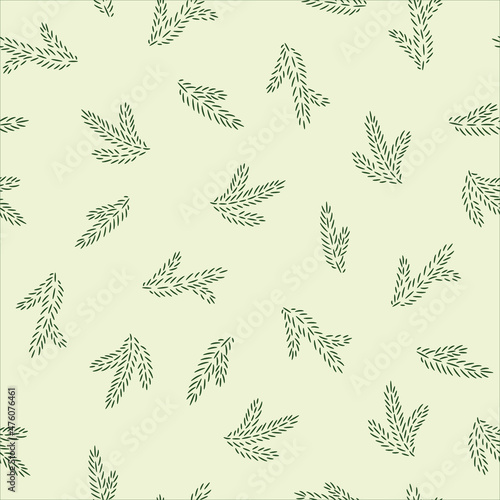 Simple christmas seamless pattern with fir branch. Perfect for winter holidays, xmas wallpaper, wrapping paper, fabric. Vector background